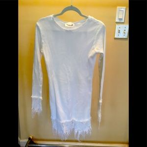 Edens 6th Day White Long sleeve dress with fringe